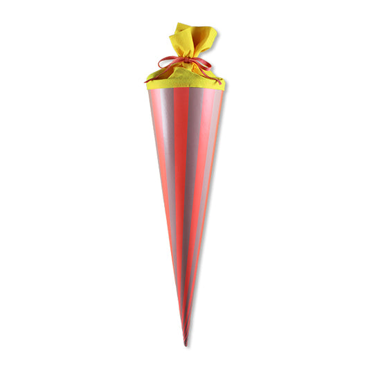 Schultüte rosa/neonrosa gestreift, 70 cm