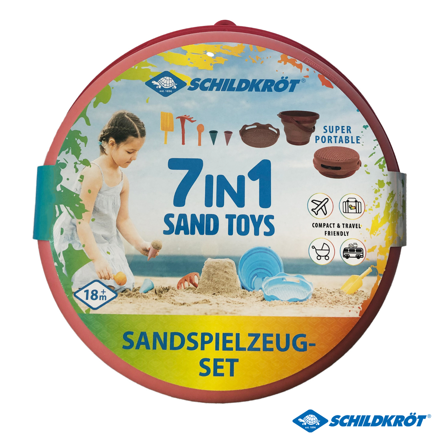 Falteimerset 7 in 1, Sandspielzeug, rot