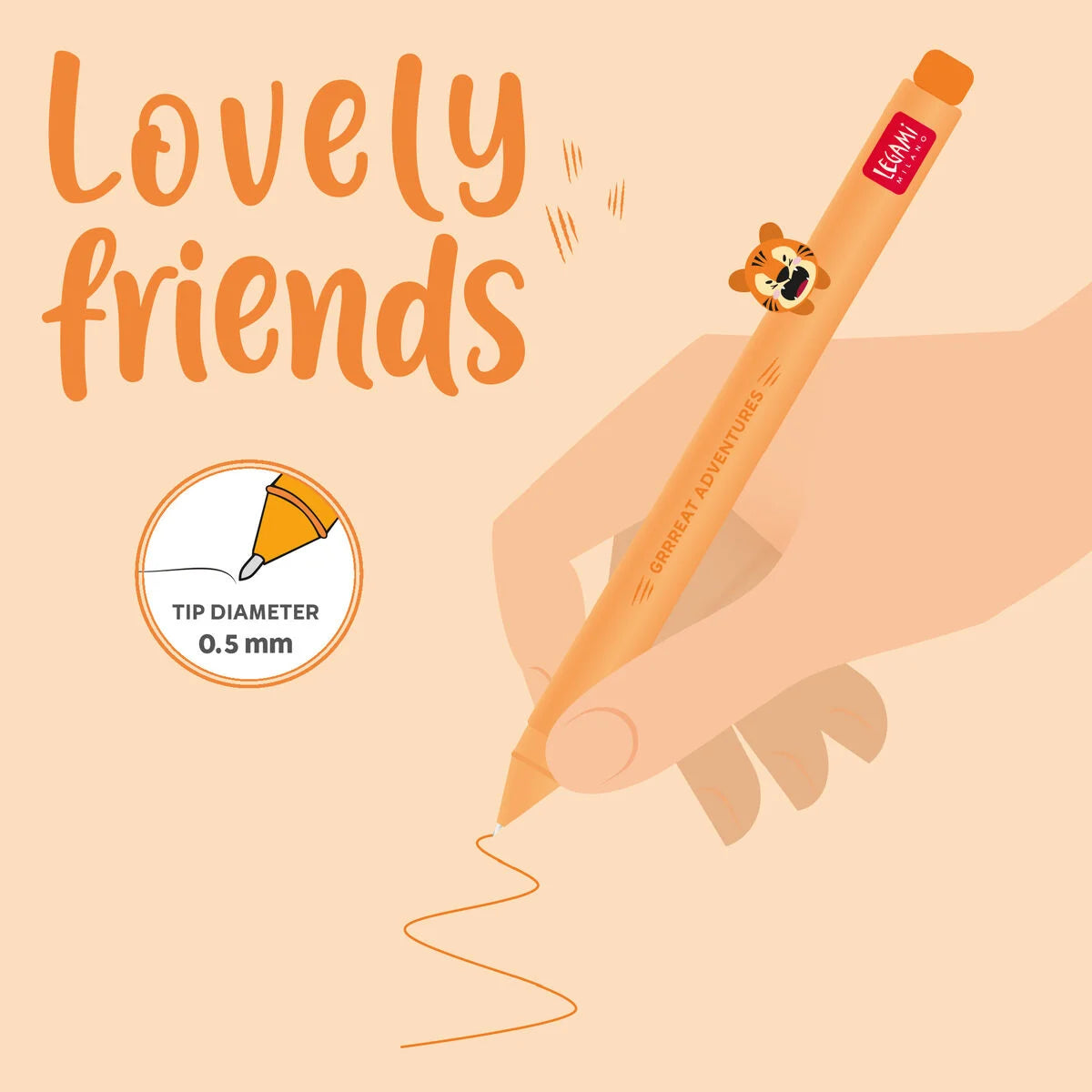 Tiger "Grrreat Adventures" - Lovely Friends Gelstift, Legami