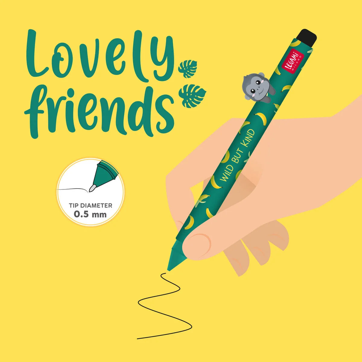 Gorilla "Wild but kind" - Lovely Friends Gelstift, Legami