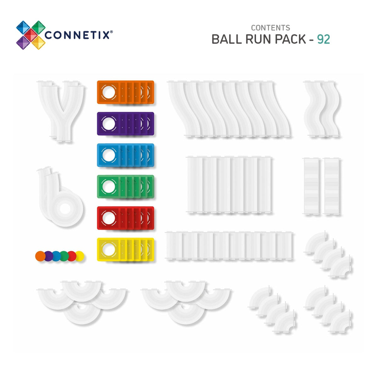 CONNETIX Magnetbausteine Kugelbahn Rainbow Ball Run Pack - 92 Teile