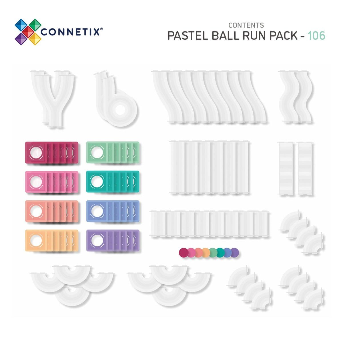 CONNETIX Magnetbausteine Kugelbahn Pastell - 106 Teile