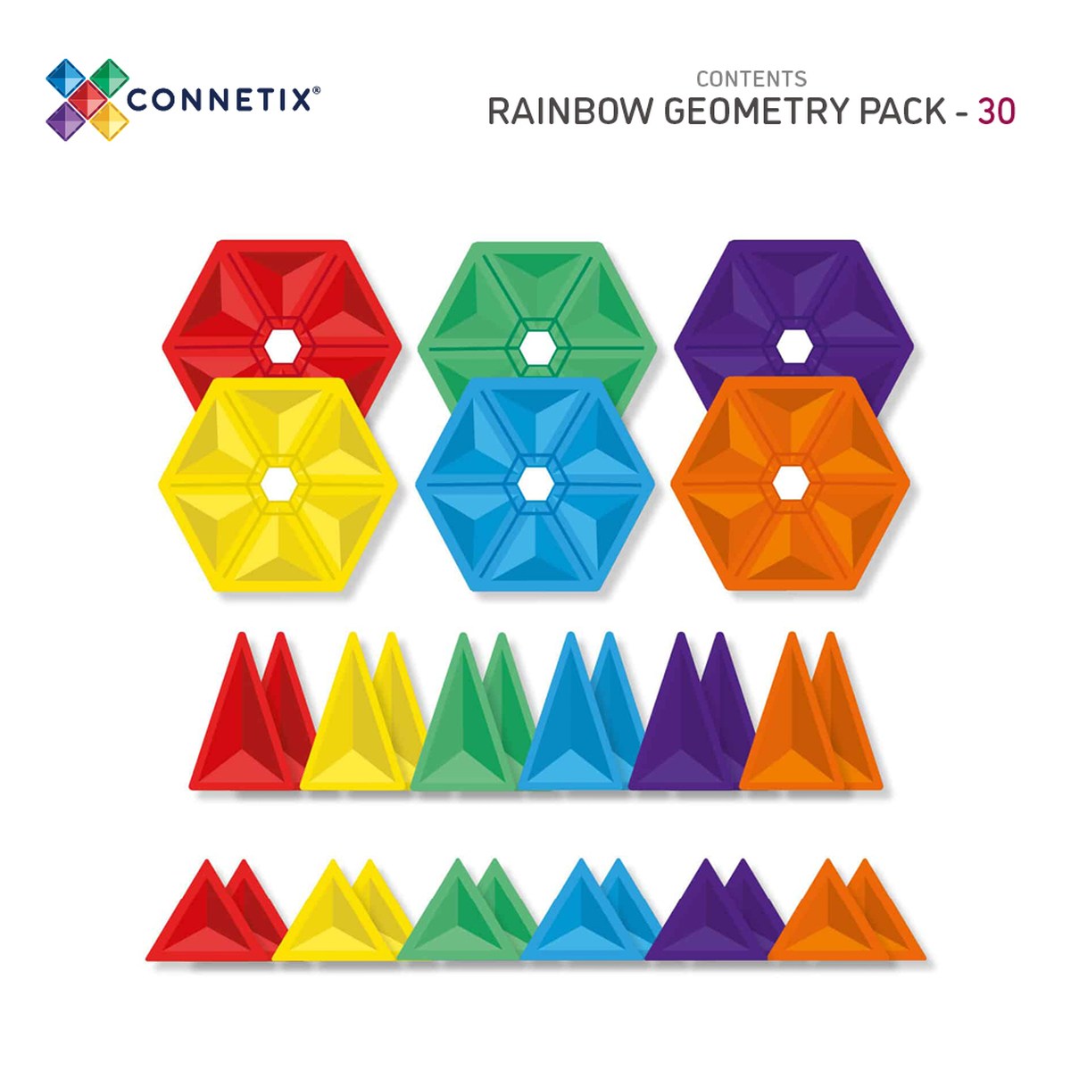 CONNETIX Magnetbausteine Rainbow Geometry Pack - 30 Teile