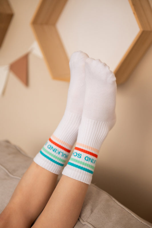 Kindersocken "SCHULKIND", orange-mint