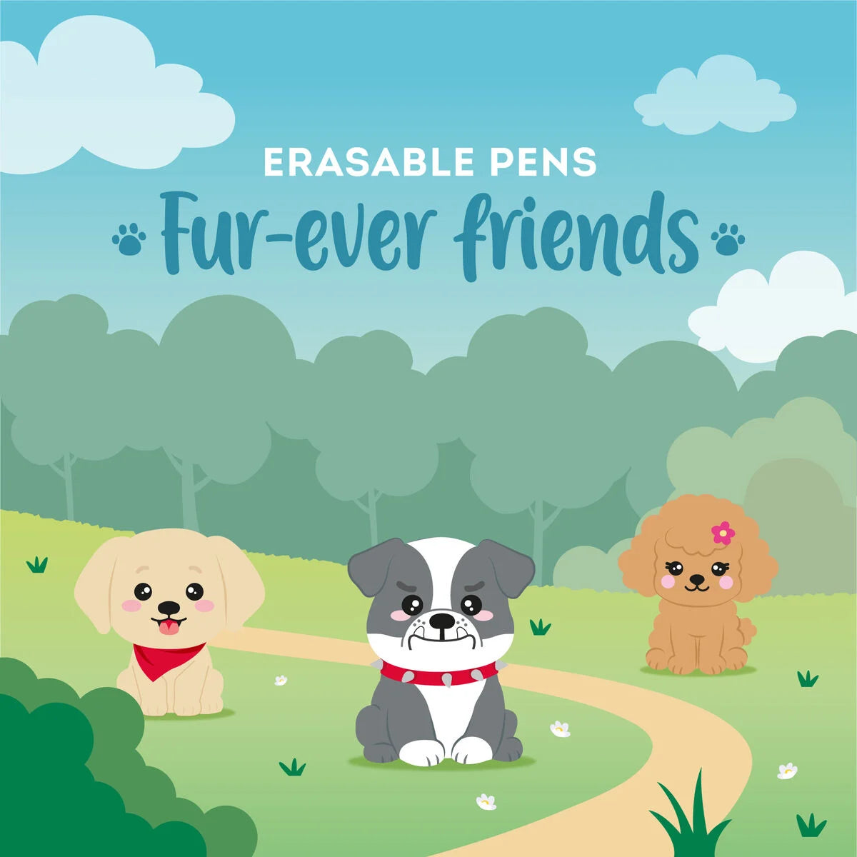 "Fur-ever Friends" - Set mit 3 löschbaren Gelstiften, Legami