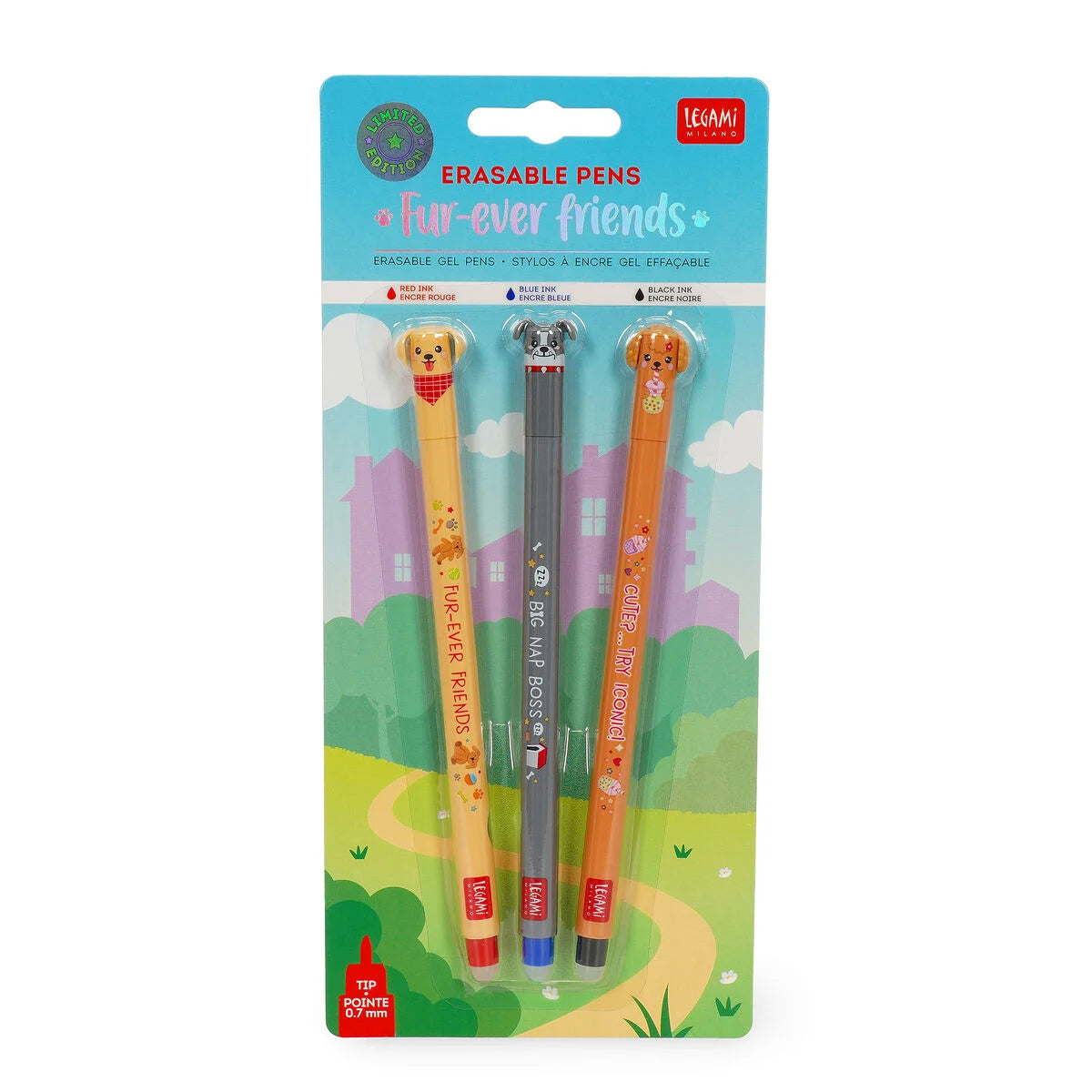 "Fur-ever Friends" - Set mit 3 löschbaren Gelstiften, Legami
