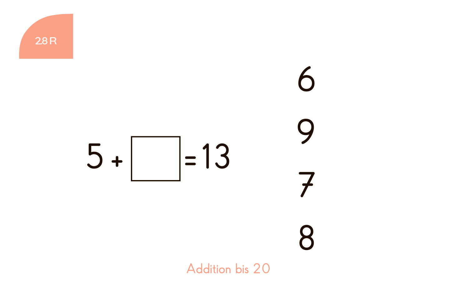 Kartensatz: Addition bis 20 (1. Klasse)