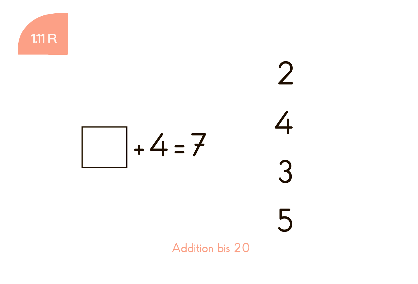 Kartensatz: Addition bis 20 (1. Klasse)