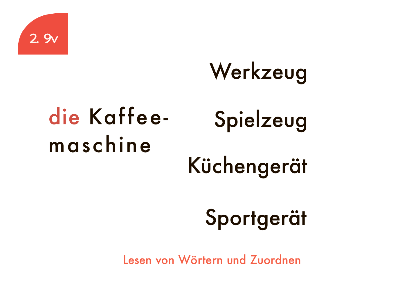 Kartensatz: Lesen von Wörtern und Zuordnen (2. Klasse)