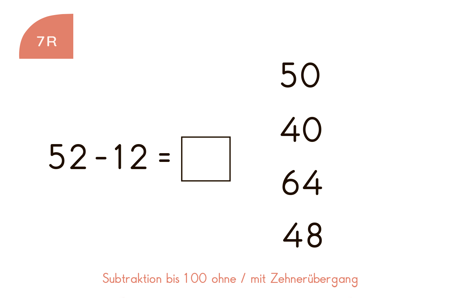 Kartensatz: Subtraktion bis 100 (2. Klasse)