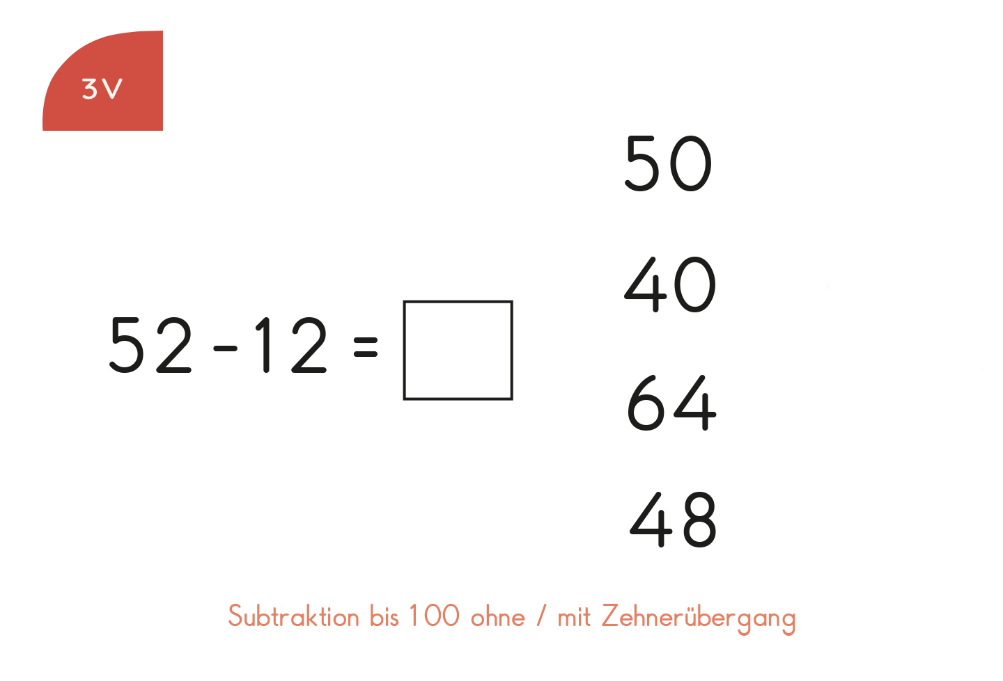 Kartensatz: Subtraktion bis 100 (2. Klasse)