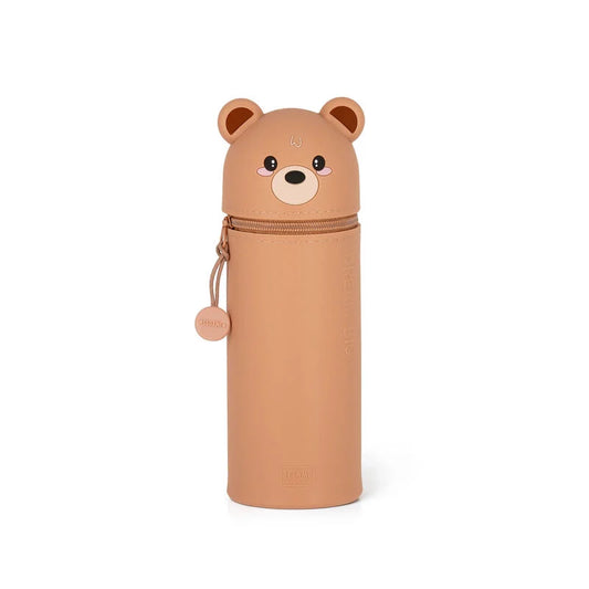 "Teddybär" 2-in-1-Federmäppchen aus Silikon - Kawaii