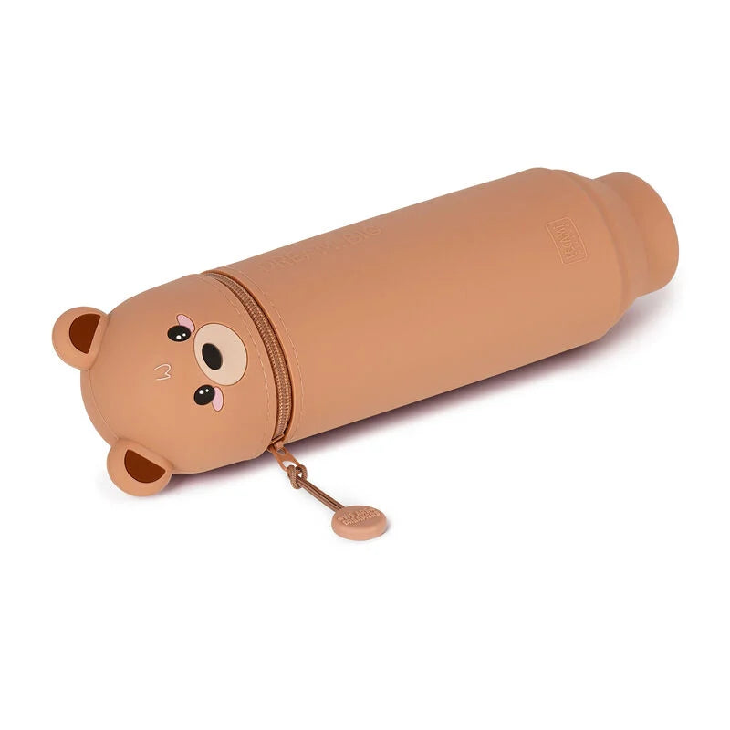 "Teddybär" 2-in-1-Federmäppchen aus Silikon - Kawaii
