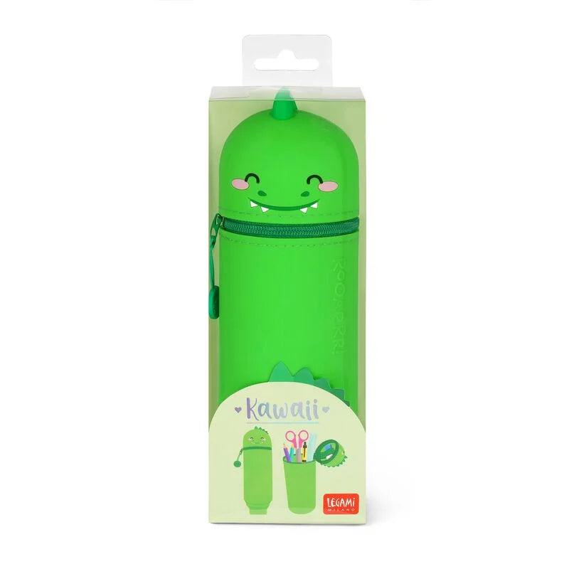 "Dino" 2-in-1-Federmäppchen aus Silikon - Kawaii