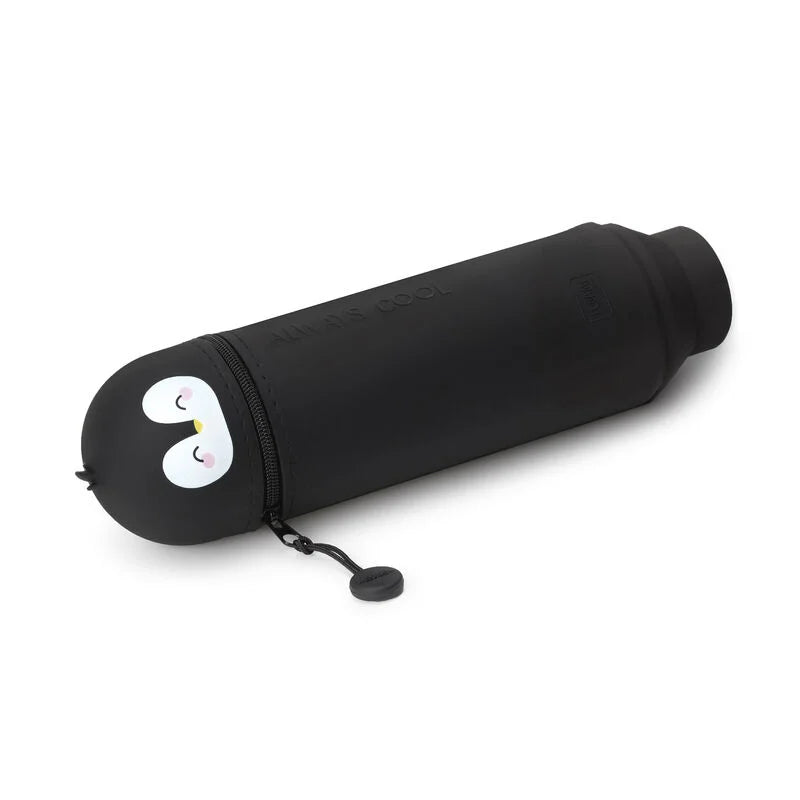 "Pinguin" 2-in-1-Federmäppchen aus Silikon - Kawaii