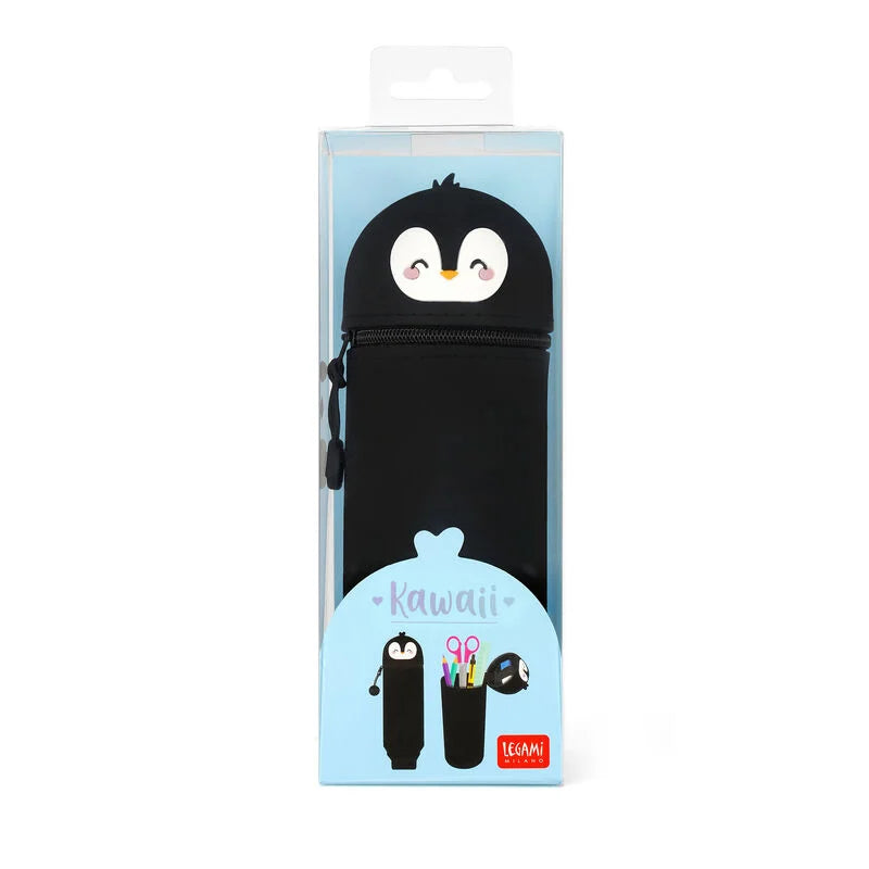 "Pinguin" 2-in-1-Federmäppchen aus Silikon - Kawaii