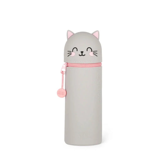 "Katze" 2-in-1-Federmäppchen aus Silikon - Kawaii