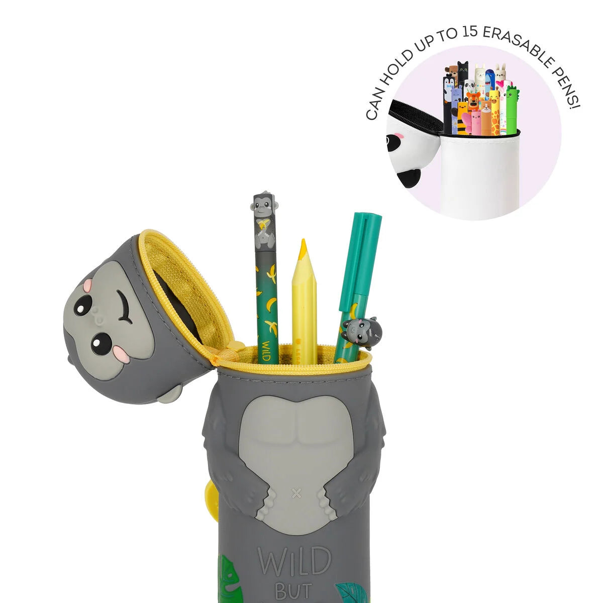 "Gorilla" 2-in-1-Federmäppchen aus Silikon - Kawaii