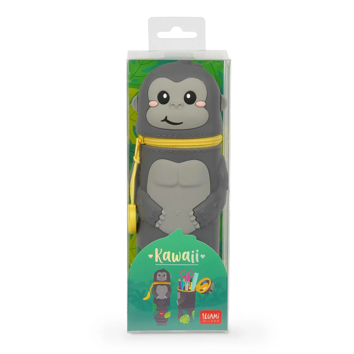 "Gorilla" 2-in-1-Federmäppchen aus Silikon - Kawaii