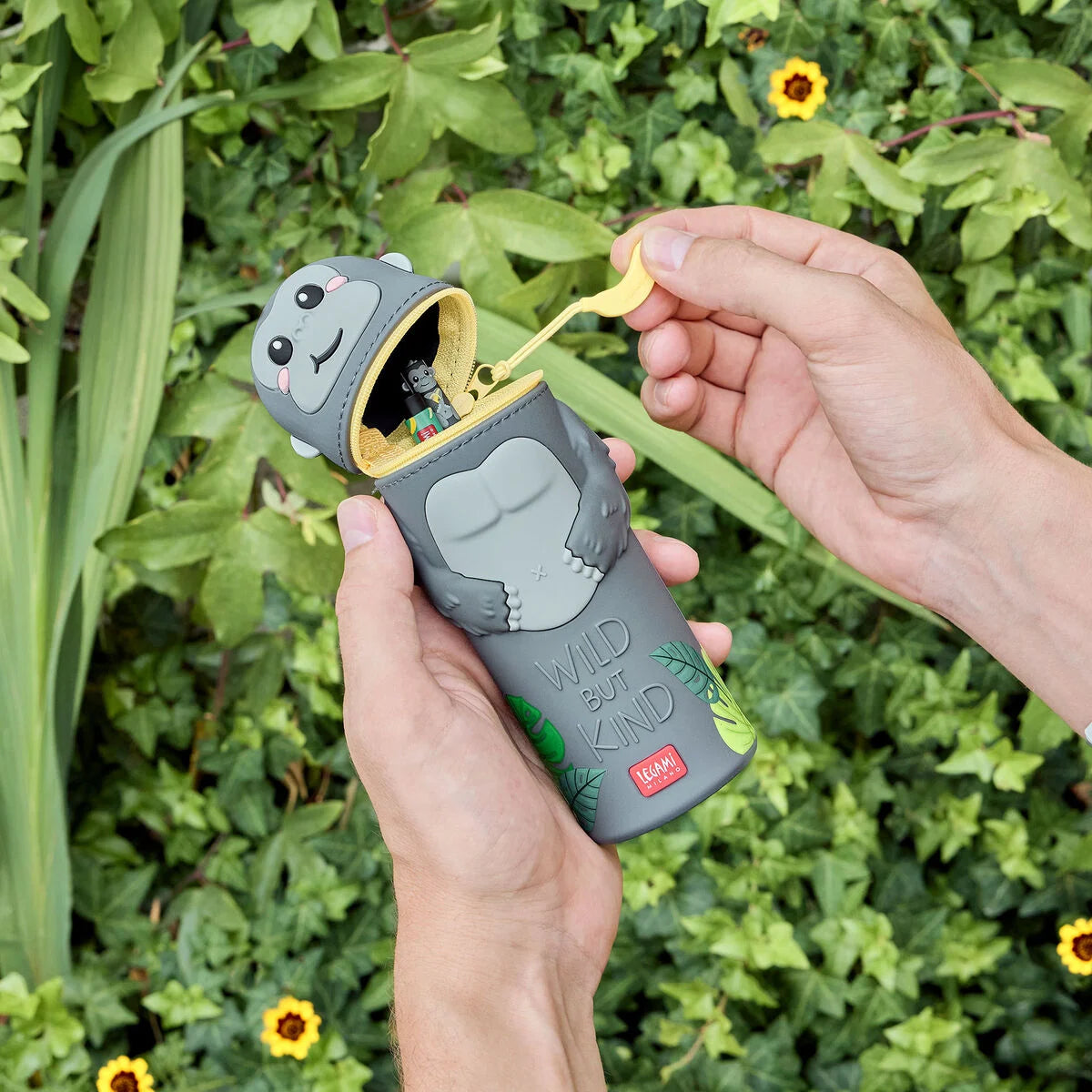 "Gorilla" 2-in-1-Federmäppchen aus Silikon - Kawaii