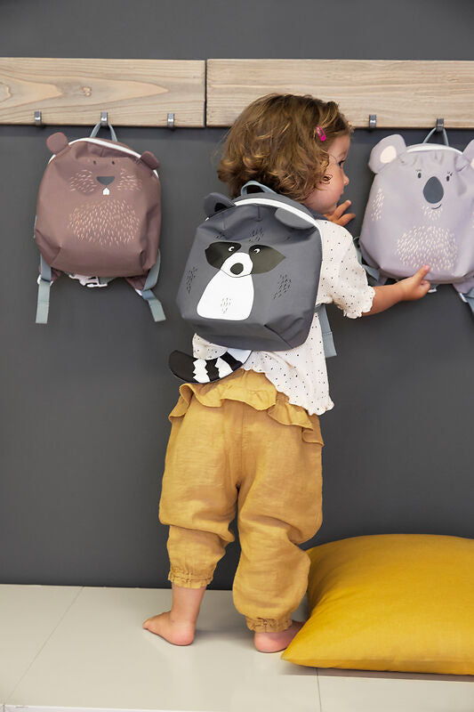 Kindergartenrucksack "Tiny", Waschbär, grau