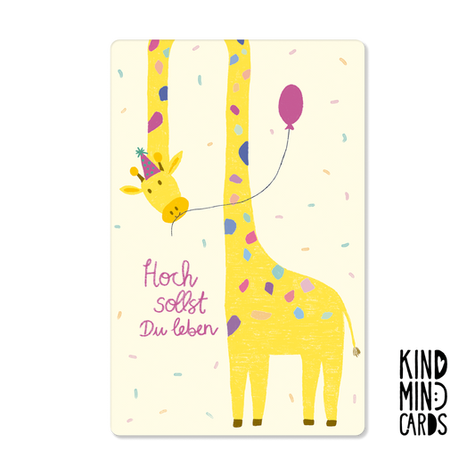 Postkarte "Hoch sollst du leben" (Giraffe)