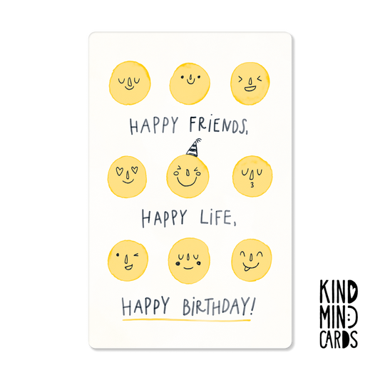 Postkarte "Happy friends, happy life, happy birthday"