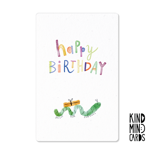 Postkarte "Happy birthday" (Wurm)