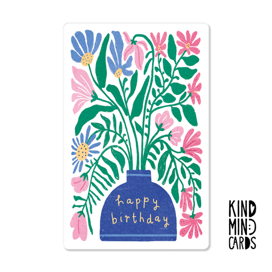 Postkarte "Happy birthday" (Vase)
