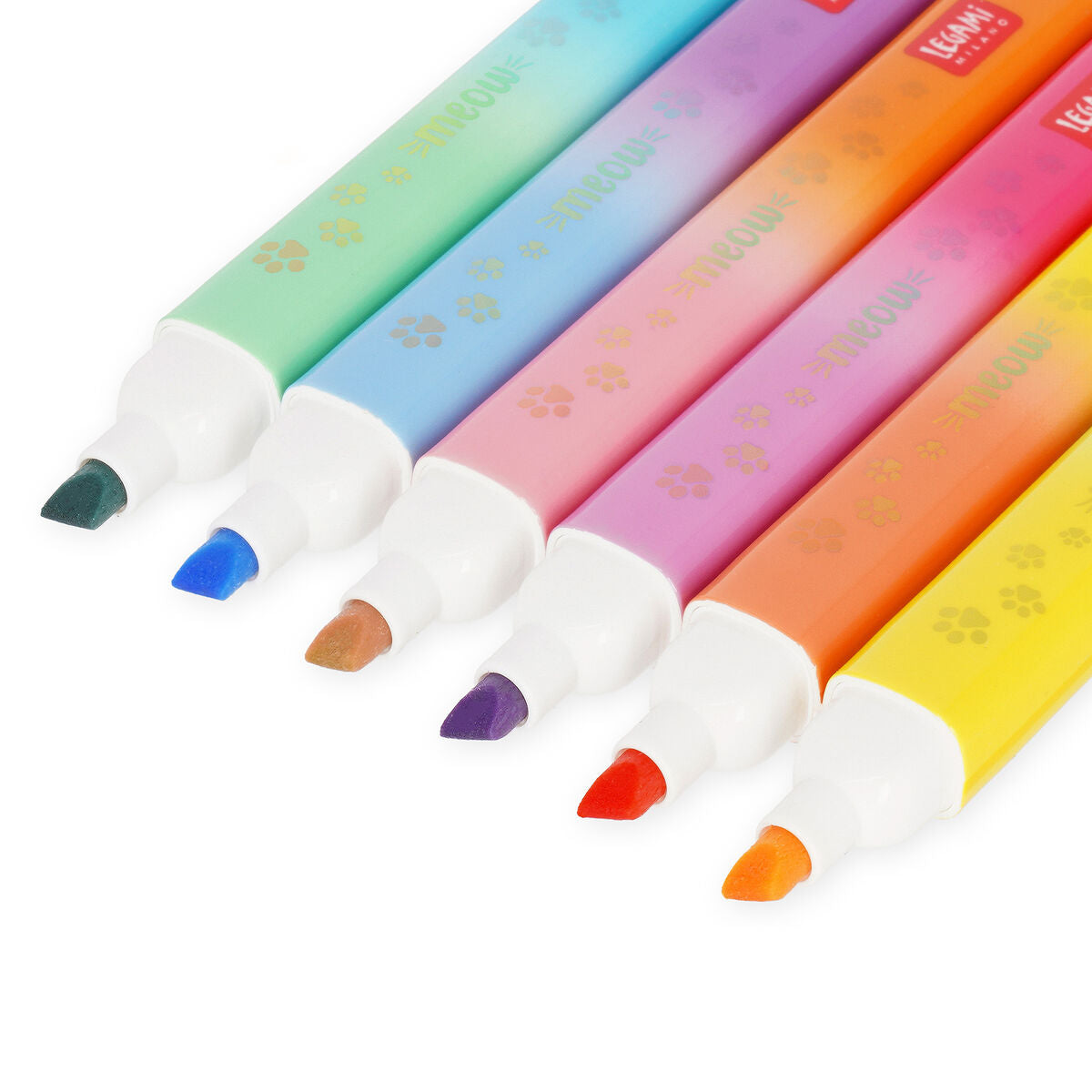 Set mit 6 Doppelspitzen-Textmarkern Kitty - "Meow"