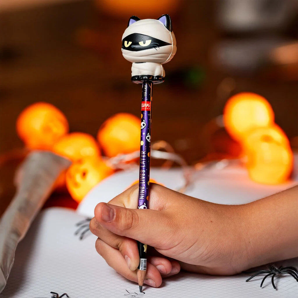Anti-Stress-Bleistift mit Squishy - "Mummy Cat - Nine Lifes Later"