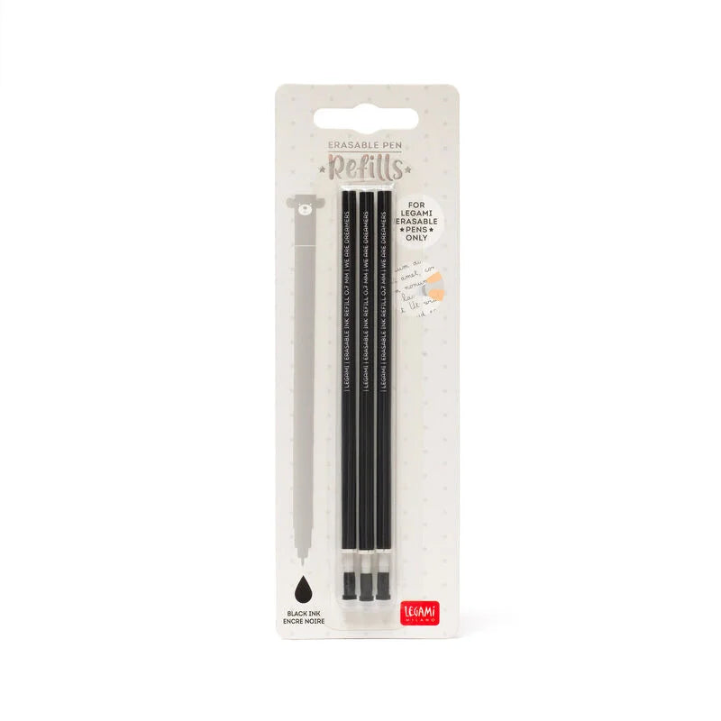 3 schwarze Ersatzminen für Löschbare Gelstifte, Legami