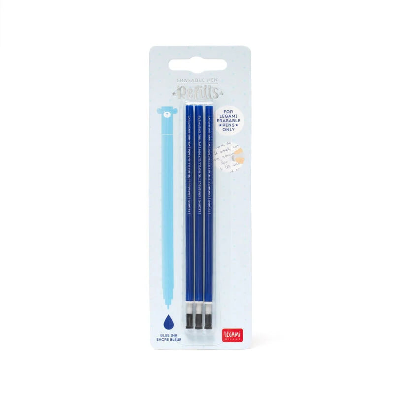 3 blaue Ersatzminen für Löschbare Gelstifte, Legami