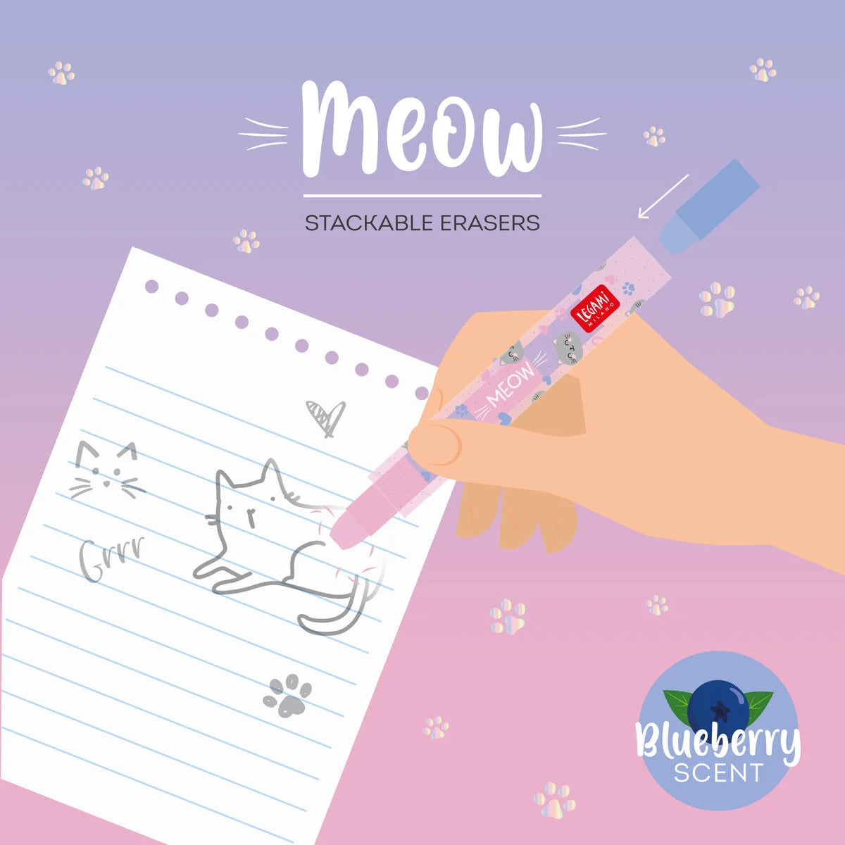 Stapelbare Radiergummis - Meow