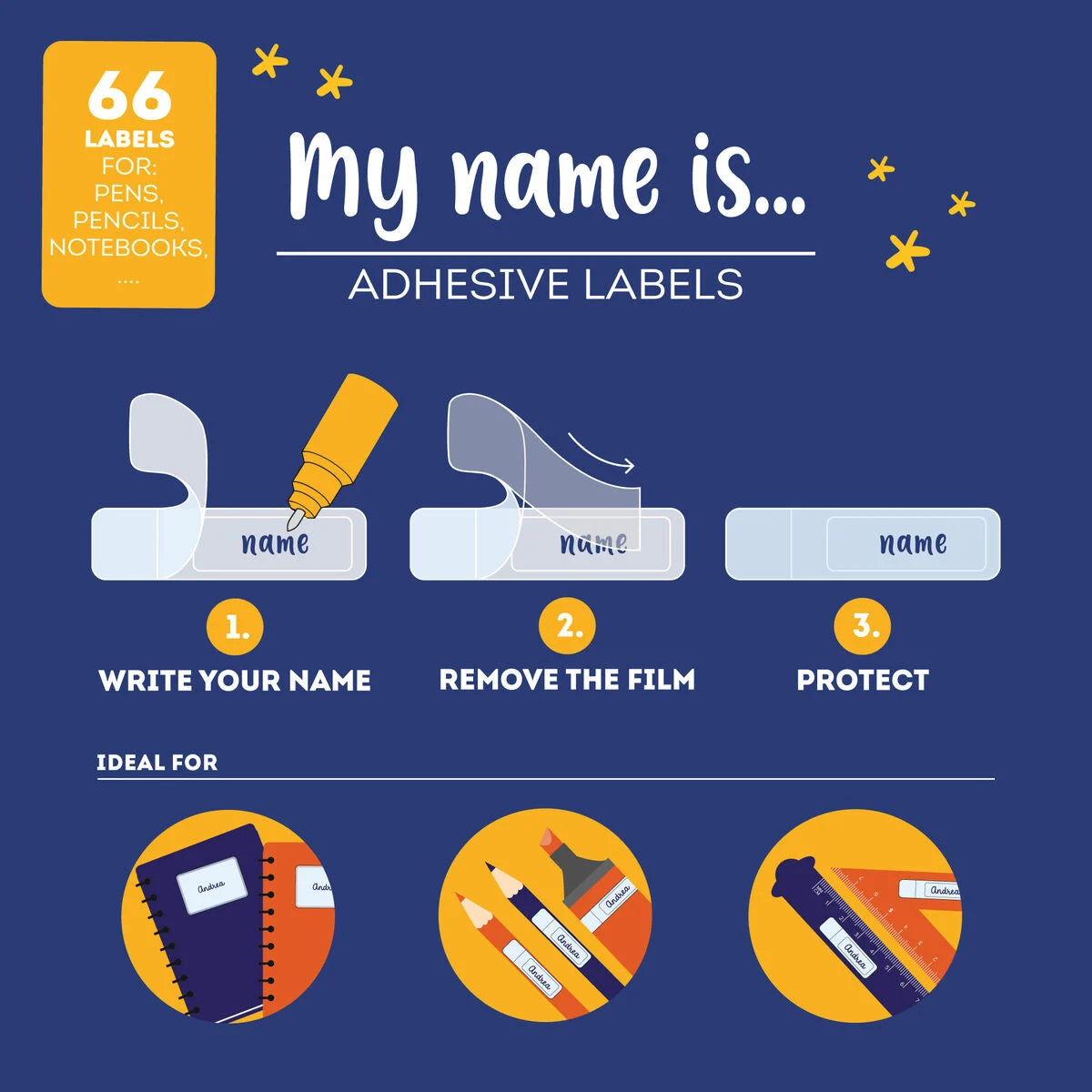Selbstklebende Namensetiketten mit Schutzfolie - "My Name Is..."