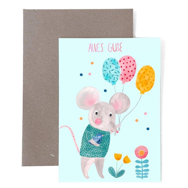 Grußkarte zum Geburtstag *Alles Gute* mit Maus (VE=10)
