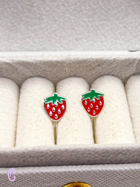 Erdbeeren - Ohrclips für Kinder