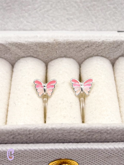 Schmetterlinge, rosa - Ohrclips für Kinder