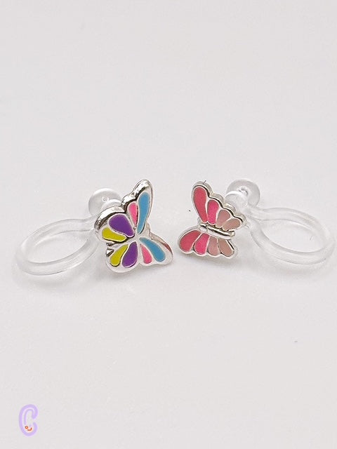 Schmetterlinge, rosa - Ohrclips für Kinder