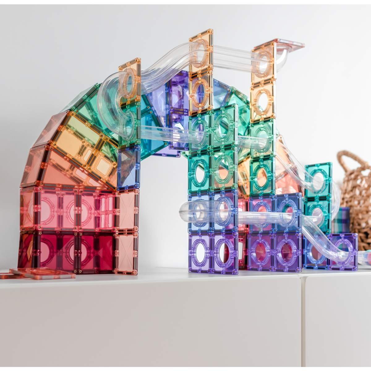 CONNETIX Magnetbausteine Kugelbahn Pastell - 106 Teile